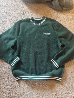Men’s PacSun Dark Green Sherpa Crewneck with White Stripe Trim